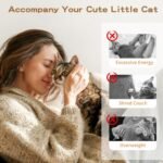 Pawaboo Feather Teaser Cat Toy, Interactive Feather Wand Cat Toy Flying Feather Cat Catcher with Extra Long 34.5" Wand and Small Bell, Fun Exerciser Playing Toy for Kitten or cat, Brown Feather - Image 7