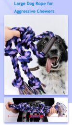Large Dog Rope Toys for Aggressive Chewers Pitbull Tug of War Interactive Heavy Duty Outdoor Medium Large Breed XL Dog Chew Rope Strong Durable Dog Tug Toys Tough Pull Rope with Handle - Image 6