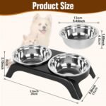 Elevated Cat Bowls, Anti Vomiting Raised Cat Food Bowl with 2 Stainless Steel Bowls, Prevent Neck Pain Cat Bowl Set, ABS Anti Slip Stand Cat Bowls for Indoor Cats & Puppies (Black) - Image 3