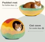 MEOWFIA Premium Felt Cat Bed Cave - Handmade 100% Merino Wool Hideaway House for Cats and Kittens (Large, Tucson Sunset) - Image 5