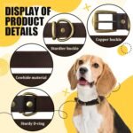 QRDA Brown Leather Dog Collar with Durable Brass Hardware Buckle and D Ring Adjustable Pet Collar for Small/Medium Dogs - Image 3