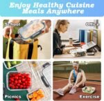 10-Piece Set (5-Pack, 36oz) Borosilicate Glass Food Storage Containers with Upgraded Detachable Locking Lids - Leak Proof Meal Prep Lunch Boxes, Oven/Microwave Safe - Image 8