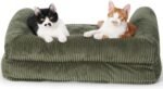 FUKUMARU Dog Couch Bed, Corduroy Cozy Cat Bed for Indoor Cats with Washable Cover, 28in Waterproof Orthopedic Dog Beds Sofa for Small Dogs and Large Cats, Cute Warm Cotton Pet Sofa, Green - Image 10
