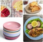 WANBY Lightweight Wheat Straw Cereal Plates Unbreakable Dinner Dishes Plates Set Dishwasher & Microwave Safe (Plates 10 Pack 5.6') - Image 9