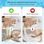 Replacement Mat & Bowl Set for Automatic Microchip Pet Feeder & Connect, 1 Split Bowl, 1 Single Bowl and 1 Mat, Keep Food Fresh, Protect Cat Feeder, Easy to Clean(Grey) - Image 4