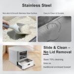 Marchul Enclosed Stainless Steel Cat Litter Box with Lid & Drawer Design, XL Extra Large for Indoor Cats, Metal Covered Cat Litter Box, Baffles for Anti-Leakag, with Litter Scoop & Litter Mat - Image 3