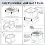 Marchul Enclosed Stainless Steel Cat Litter Box with Lid & Drawer Design, XL Extra Large for Indoor Cats, Metal Covered Cat Litter Box, Baffles for Anti-Leakag, with Litter Scoop & Litter Mat - Image 8