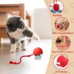 Interactive Cat Ball Toy for Indoor Cats - Fast Rolling Move On Carpet, Smart Obstacle Avoidance, 360° Smart Automatic Self Rolling, Cat Puzzle Toys for Bored Indoor Adult Cats and Dog (1pcs) - Image 5