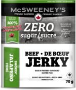 McSweeney's Zero Sugar Smokin' Jalapeno Beef Jerky. 100% Made In Canada. Keto Friendly, High Protein, Sugar Free Snacks, Gluten Free, School Snacks, Low Fat, Naturally Smoked. 70g (Pack of 12) - Image 4