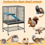 Yaheetech Metal Rolling Critter Nation Cage for Adult Rats/Ferrets/Chinchillas/Guinea Pigs Small Animal Cage w/Removable Ramp & Platform Black - Image 4