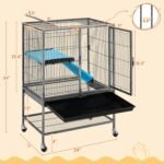 Yaheetech Metal Rolling Critter Nation Cage for Adult Rats/Ferrets/Chinchillas/Guinea Pigs Small Animal Cage w/Removable Ramp & Platform Black - Image 5