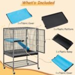 Yaheetech Metal Rolling Critter Nation Cage for Adult Rats/Ferrets/Chinchillas/Guinea Pigs Small Animal Cage w/Removable Ramp & Platform Black - Image 6
