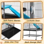 Yaheetech Metal Rolling Critter Nation Cage for Adult Rats/Ferrets/Chinchillas/Guinea Pigs Small Animal Cage w/Removable Ramp & Platform Black - Image 7
