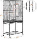 Yaheetech 54-inch Wrought Iron Standing Large Parrot Parakeet Flight Bird Cage for Small Parrot Cockatiel Sun Parakeet Green Cheek Conure Lovebird Budgie Finch Canary Bird Cage with Stand - Image 4
