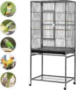Yaheetech 54-inch Wrought Iron Standing Large Parrot Parakeet Flight Bird Cage for Small Parrot Cockatiel Sun Parakeet Green Cheek Conure Lovebird Budgie Finch Canary Bird Cage with Stand - Image 6