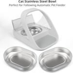 Stainless Steel Bowl and Mat Set for Automatic Microchip Cat Pet Feeder, Sealing Ring Design for Keeping Food Fresh and Reducing Odor, SUS 304, Easy to Clean, 2+1 Set - Image 4