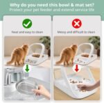Stainless Steel Bowl and Mat Set for Automatic Microchip Cat Pet Feeder, Sealing Ring Design for Keeping Food Fresh and Reducing Odor, SUS 304, Easy to Clean, 2+1 Set - Image 7