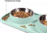 Cat Food Bowls, Cat Bowls Non-Skid and Non-Spill Silicone Pads with PP Stand, Removable Stainless Steel Food and Water Dishes for Cats, Small Size Dogs - Image 3