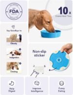 LE TAUCI Ceramic Slow Feeder Dog Bowls Small Breed, 0.6 Cups Dog Food Dish for Fast Eaters, Puzzle Bowl for Small Dogs and Cats,Vortex Blue - Image 5