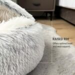 Cat Bed Round Fluffy Hooded Cat Bed Cave, Anti-Anxiety Cave Bed with Hooded Blanket, Cozy Cuddler Luxury Puppy Pet Bed, Anti-Slip Bottom and Machine Washable (Grey, Medium) - Image 3