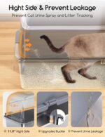 Meowant Stainless Steel Cat Litter Box 2Pcs, Extra Large 3-in-1 Enclosed/Open Top Metal Litter Box with Lid, Odorless Cat Litter Pan with High Sides - Image 5