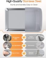 Meowant Stainless Steel Cat Litter Box 2Pcs, Extra Large 3-in-1 Enclosed/Open Top Metal Litter Box with Lid, Odorless Cat Litter Pan with High Sides - Image 7