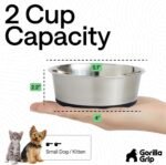 GORILLA GRIP Stainless Steel Metal Dog Bowl Set of 2, Rubber Base, Heavy Duty, Rust Resistant, Food Grade BPA Free, Less Sliding, Quiet Pet Bowls for Cats and Dogs, Holds 2 Cups (16 fl oz), Black - Image 5