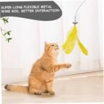 Cat Wand, Suction Cup Cat Toy 35in Flexible Steel Wand with Stand & DIY Refill Head 2-in-1 Hands-Free & Handheld Fun Teaser Toy for Indoor Home - Image 5
