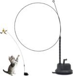 Cat Wand, Suction Cup Cat Toy 35in Flexible Steel Wand with Stand & DIY Refill Head 2-in-1 Hands-Free & Handheld Fun Teaser Toy for Indoor Home - Image 8
