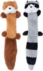 JOYELF Plush Squeaky Dog Toys,No Stuffing Dog Toys for Medium Dogs and Large Dogs, Interactive Dog Toys with Squeaky and Crinkle Paper- Fox and Raccoon - Image 3