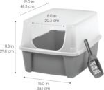 IRIS USA Large Cat Litter Box with Scatter Shield and Scoop, Open Top High Sided Cat Litter Pan, Gray - Image 3