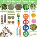 22-Pack Natural Bunny Chew Toys, Boredom Breakers for Rabbit, Hamster, Guinea Pig & Chinchilla, Apple Wood Timothy Hay Sticks for Small Animal Teething - Image 3