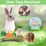 22-Pack Natural Bunny Chew Toys, Boredom Breakers for Rabbit, Hamster, Guinea Pig & Chinchilla, Apple Wood Timothy Hay Sticks for Small Animal Teething - Image 4