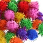 100Pcs Cat Toys Sparkly Glitter Tinsel and Pom Balls, Colourful Pet Play Balls, Pom Balls for Cats - Image 5