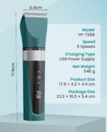 oneisall Cat Grooming Clippers for Matted Long Hair, 5-Speed Cat Grooming Kit Cordless Low Noise Pet Hair Clipper Trimmer Shaver for Dogs Cats Animals (Green) - Image 9