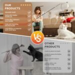 ROSAUI Telescopic Cat Wand Toy Set – 2 Extendable Rods (107cm) with 5 Interchangeable Feather & Bird Attachments, Wooden Handle, Elastic Cords, Interactive Play Kit for Indoor Cats & Kittens - Image 7