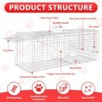 Live Animal Traps - 78 * 32 * 28CM Humane Animal Trap for Stray Cats Raccoons, Squirrel, Skunk, Mole, Groundhog, Armadillo, Rabbit - Humane Rat Trap Indoor Outdoor - Image 5