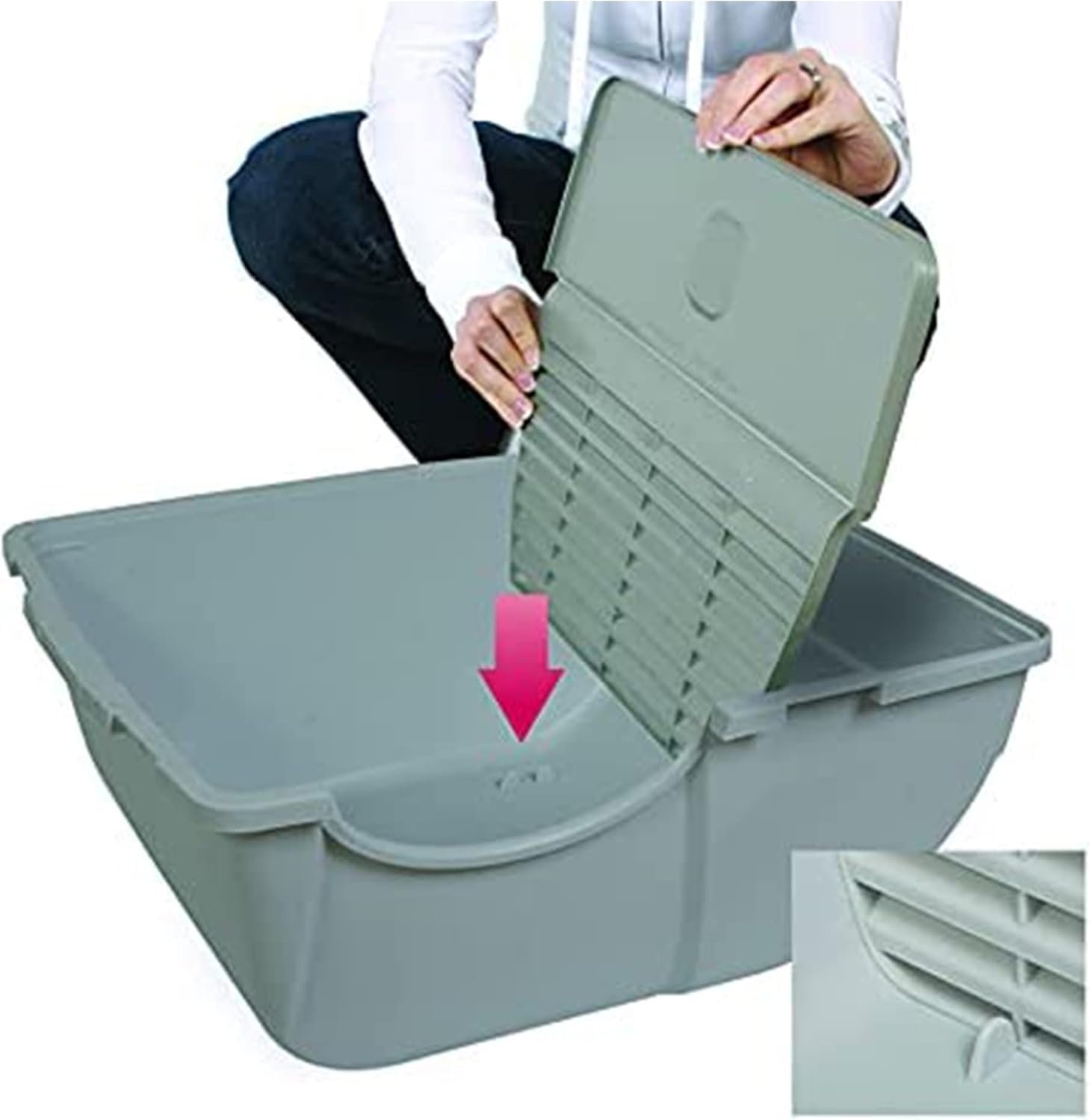 Omega Paw Self Cleaning Cat Litter Box, Roll 'N Clean Litter Box, Large Size for Large Cats and Multiple Cat Households, Brown Color, Model RA20 - Image 4