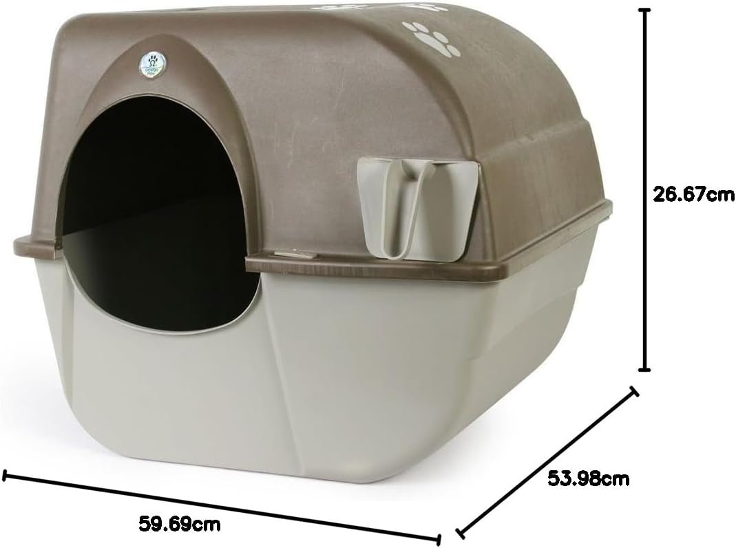 Omega Paw Self Cleaning Cat Litter Box, Roll 'N Clean Litter Box, Large Size for Large Cats and Multiple Cat Households, Brown Color, Model RA20 - Image 9