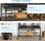 PawHut 71" Bird Cage, 3 Tier Large Parrot Cage with Wheels, Perches, Ramp, Storage Shelf, Toys for Canaries, Finches, Cockatiels, Parakeets, Black - Image 7