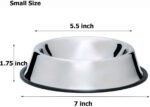 Mlife Stainless Steel Dog Bowl with Rubber Base for Small/Medium/Large Dogs, Pets Feeder Bowl and Water Bowl Perfect Choice (Set of 2) - Image 3