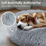 Dog & Cat Bed, 20in Cat Beds for Indoor Cats, Calming Donut Bed for Puppy and Kitten, Washable Round Fluffy Pet Bed for Small Medium Dogs and Cats (Light Grey) - Image 5