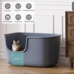 Vealind Large High Sided Cat Litter Box Extra Deep Cat Litter Tray for Multi Cats Household, High Wall Cat Litter Tray Anti-Splashing Kitty Litter Box - Image 5