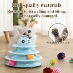 17 Pack Cat Toys Interactive for Indoor Cats Kitten Toy Fun Roller 3 Level Cat Teaser Ball Toys with Cat Feather Wand (Baby Blue) - Image 7