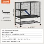 VEVOR 39" Rolling Metal Ferret Cage, Large 2-Tier Critter Nation Cage, Small Animal Cage with Ramps & Tray, Easy to Set up for Pet Rats, Hamster, Guinea Pig, Chinchilla, Squirrel, Hedgehogs, Bunny - Image 8