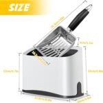 Cat Litter Scooper with Holder, Stainless Steel Cat Litter Scoop, Kitty Poop Scooper Stand for Litter Box, Cat Caddy for Litter Scoop, Fast Sifting Kitty Poop Scooper Caddy Poop Scooper Stand - Image 3