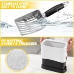Cat Litter Scooper with Holder, Stainless Steel Cat Litter Scoop, Kitty Poop Scooper Stand for Litter Box, Cat Caddy for Litter Scoop, Fast Sifting Kitty Poop Scooper Caddy Poop Scooper Stand - Image 6