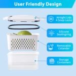 24-Piece Set (12-Pack) Fruit & Food Storage Containers for Fridge with Removable Colanders - Airtight Produce Saver, Organizers, BPA-Free, Freezer/Microwave Safe - Image 4