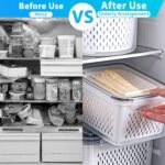 24-Piece Set (12-Pack) Fruit & Food Storage Containers for Fridge with Removable Colanders - Airtight Produce Saver, Organizers, BPA-Free, Freezer/Microwave Safe - Image 6