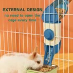 Rabbit Hay Feeder, 3-in-1 Feeding Set with Food Bowl and Hanging Funnel for cage, Hay Rack for Bunny Guinea Pig Chinchilla (Blue) - Image 4